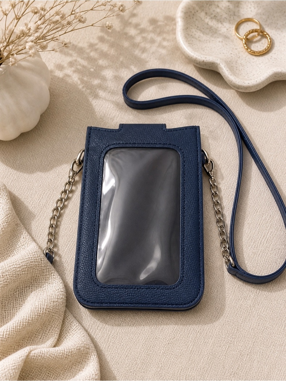 Kate & Mallory Faux Leather Crossbody Phone Bag Navy - Picture 2 of 2